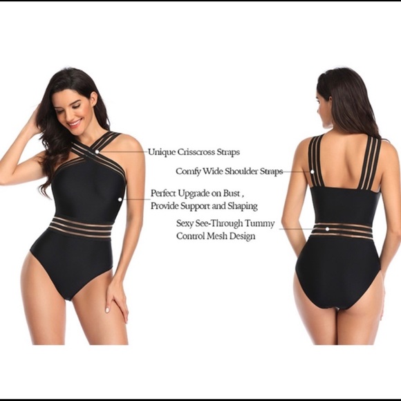🎉HP | Tempt Me ✨Criss-Cross Front Mesh Swimsuit - Picture 7 of 10